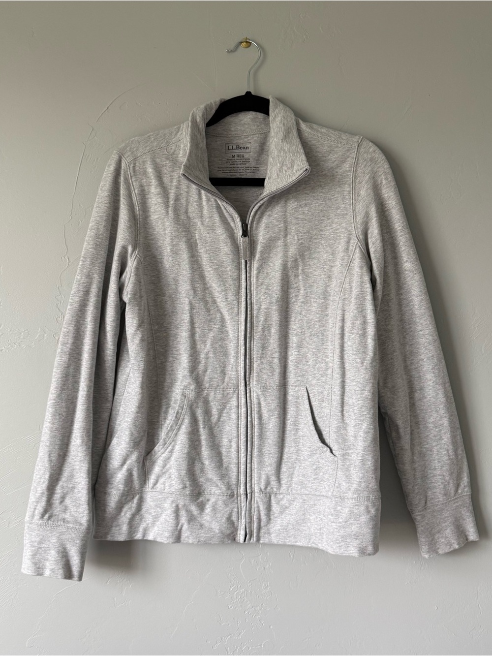 L.L. Bean Full Zip Mock Neck Sweatshirt Grey Medium